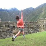 Saluting the Sun God at Machu Picchu